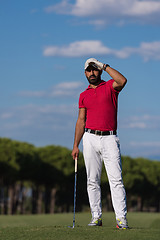 Image showing handsome middle eastern golf player portrait at course