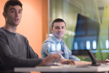 Image showing technology students group working  in computer lab school  class