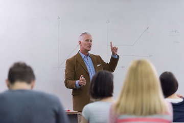 Image showing teacher with a group of students in classroom