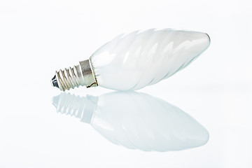 Image showing Light bulb isolated on white,  Realistic photo image