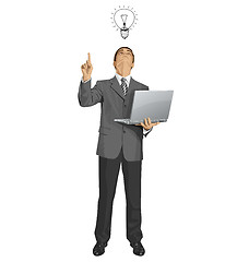 Image showing Vector Business Man Shows Something With Finger
