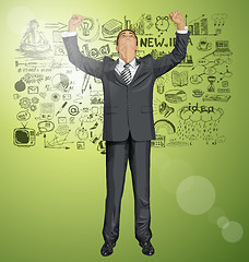 Image showing Vector Businessman With Hands Up