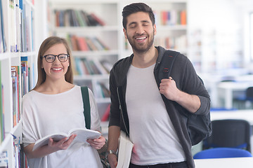 Image showing students couple  in school  library