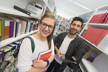 Image showing students group  in school  library