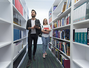 Image showing students group  in school  library