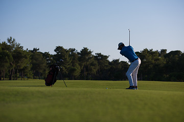 Image showing golfer hitting long shot