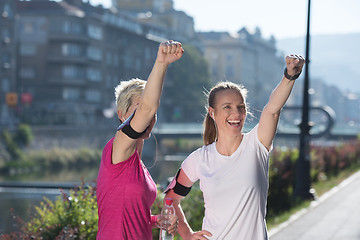 Image showing congratulate and happy to finish morning workout