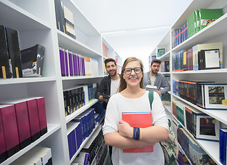 Image showing students group  in school  library