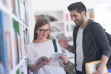 Image showing students couple  in school  library