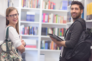 Image showing students group  in school  library