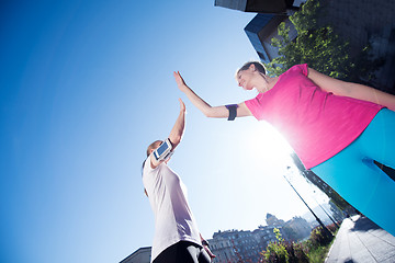 Image showing congratulate and happy to finish morning workout