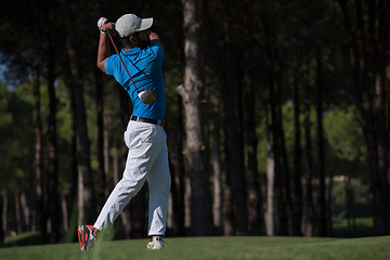 Image showing golf player hitting shot