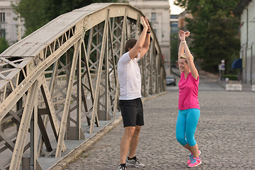 Image showing couple congratulate and happy to finish