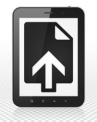 Image showing Web design concept: Tablet Pc Computer with Upload on display