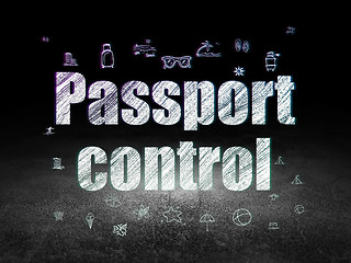 Image showing Travel concept: Passport Control in grunge dark room