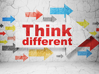 Image showing Learning concept: arrow with Think Different on grunge wall background