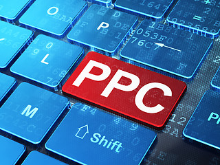 Image showing Advertising concept: PPC on computer keyboard background
