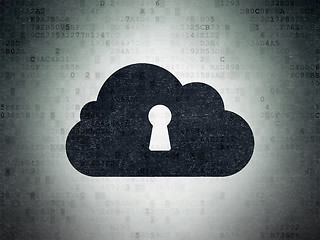 Image showing Cloud networking concept: Cloud With Keyhole on Digital Data Paper background