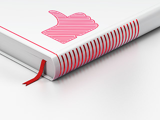 Image showing Social media concept: closed book, Thumb Up on white background