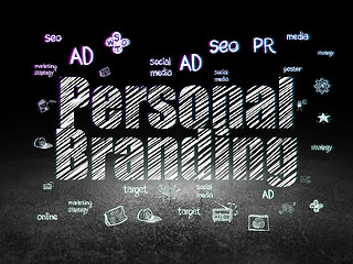 Image showing Advertising concept: Personal Branding in grunge dark room