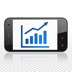 Image showing News concept: Smartphone with Growth Graph on display