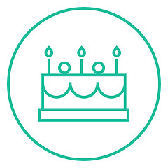 Image showing Birthday cake with candles line icon.