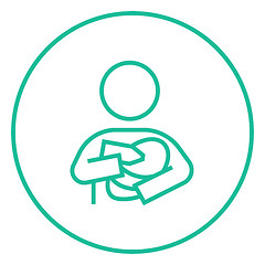 Image showing Woman nursing baby line icon.