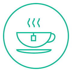 Image showing Hot tea in cup line icon.