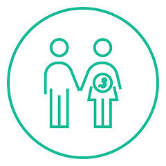 Image showing Husband with pregnant wife line icon.