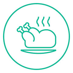 Image showing Baked whole chicken line icon.