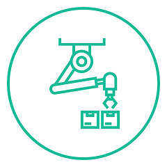 Image showing Robotic packaging line icon.