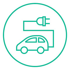 Image showing Electric car line icon.