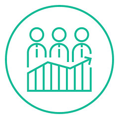 Image showing Businessmen standing on profit graph line icon.