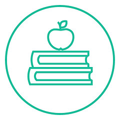 Image showing Books and apple on top line icon.