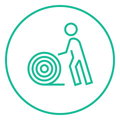 Image showing Man with wire spool line icon.