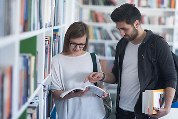 Image showing students couple  in school  library