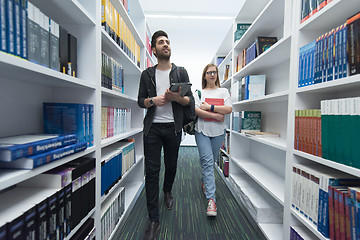 Image showing students group  in school  library