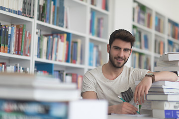 Image showing student study  in school library