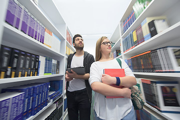 Image showing students group  in school  library