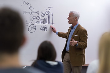 Image showing teacher with a group of students in classroom