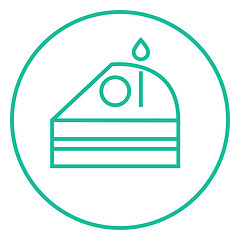 Image showing Slice of cake with candle line icon.