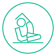 Image showing Man practicing yoga line icon.