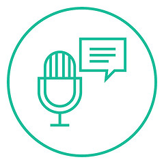 Image showing Microphone with speech square line icon.