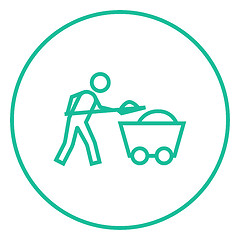 Image showing Mining worker with trolley line icon.
