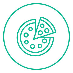 Image showing Whole pizza with slice line icon.