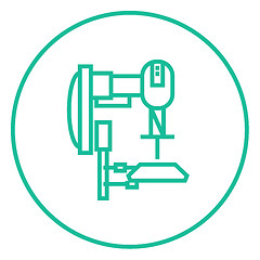 Image showing Industrial automated robot line icon.