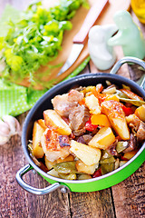 Image showing fried meat with vegetables