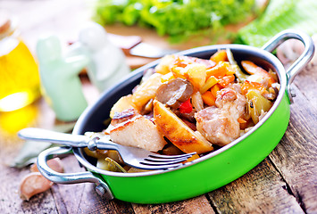 Image showing fried meat with vegetables