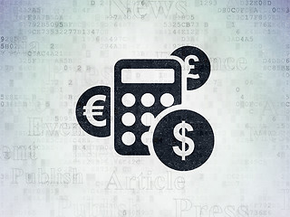 Image showing News concept: Calculator on Digital Data Paper background