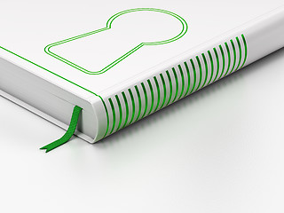 Image showing Protection concept: closed book, Keyhole on white background